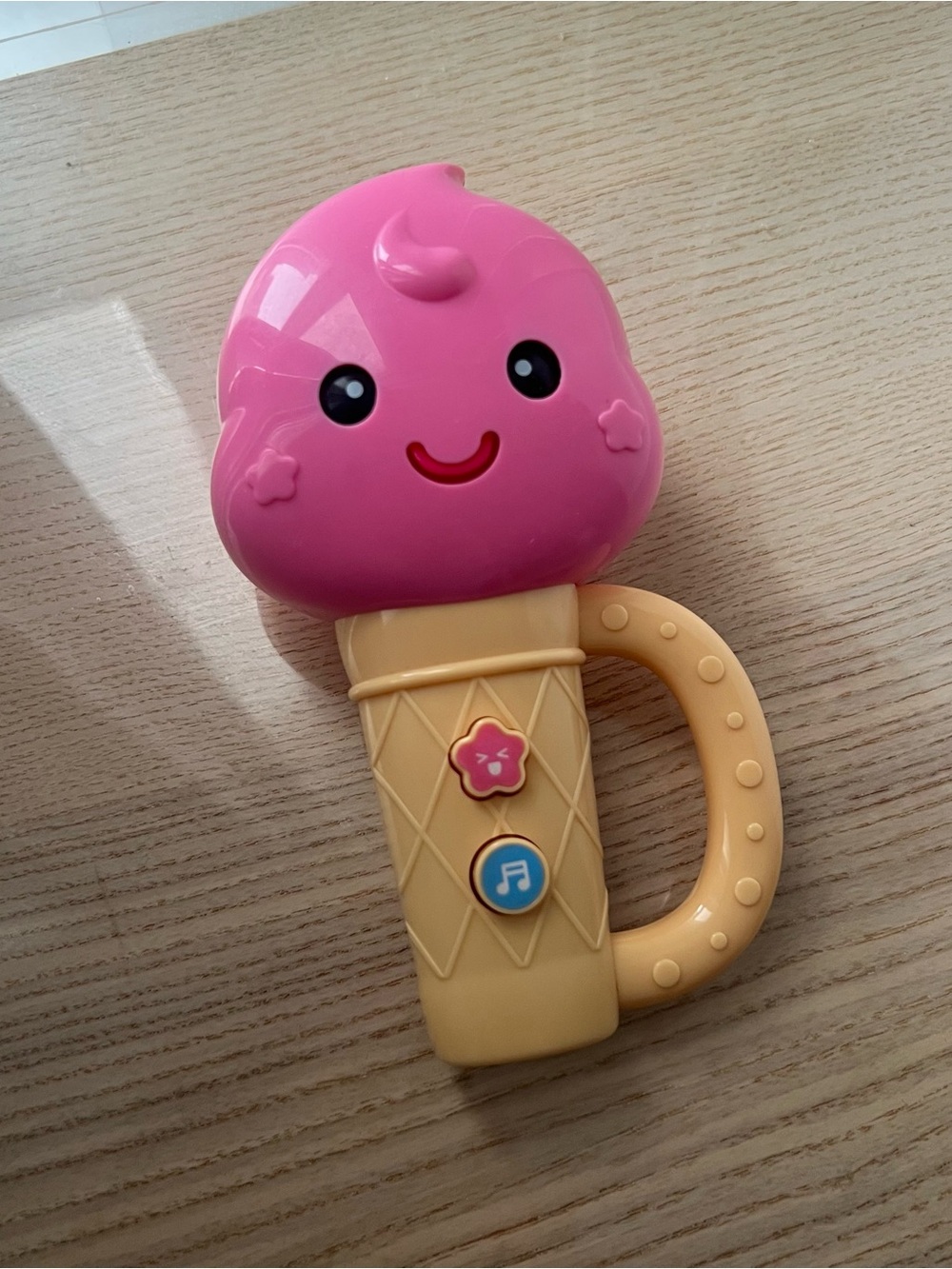 Pink Ice Cream Rattle Toy - Cute Musical Handle
